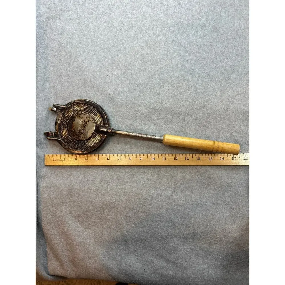 Berarducci Bros Pizzelle Iron Cast Aluminum Wafer Maker Wood Handle Mid Century